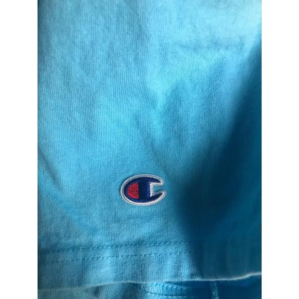 Champion Embroidered Logo Blue TShirt Medium Classic Casual Retro - Picture 5 of 7